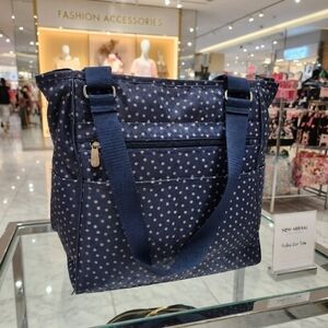 thirty-one Navy Polka Dot Shoulder Tote